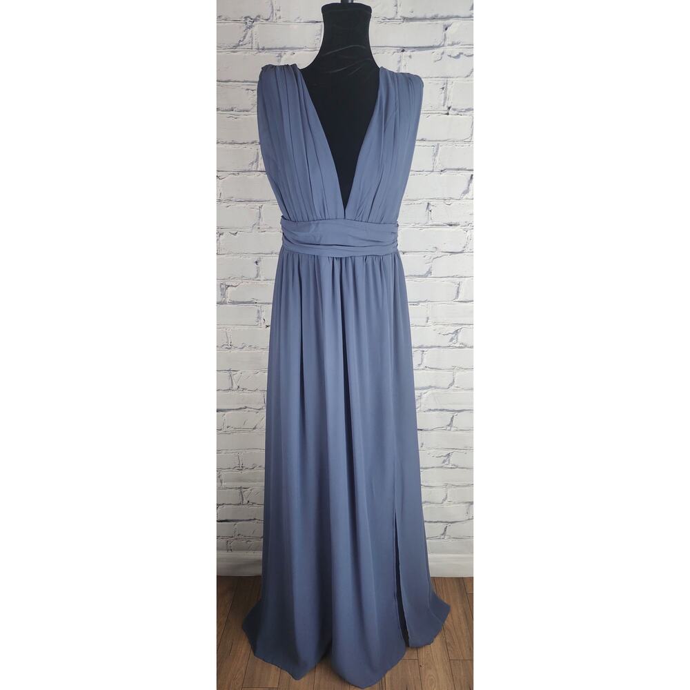 Lulus Dress Womens L Heavenly Hues Denim Blue prom wedding bridesmaid formal - Picture 1 of 9
